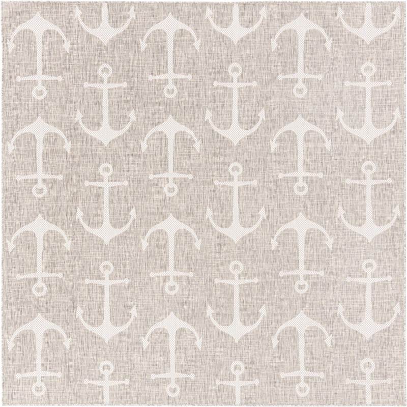 Millbrook · Anchor Outdoor Rug, gray and ivory