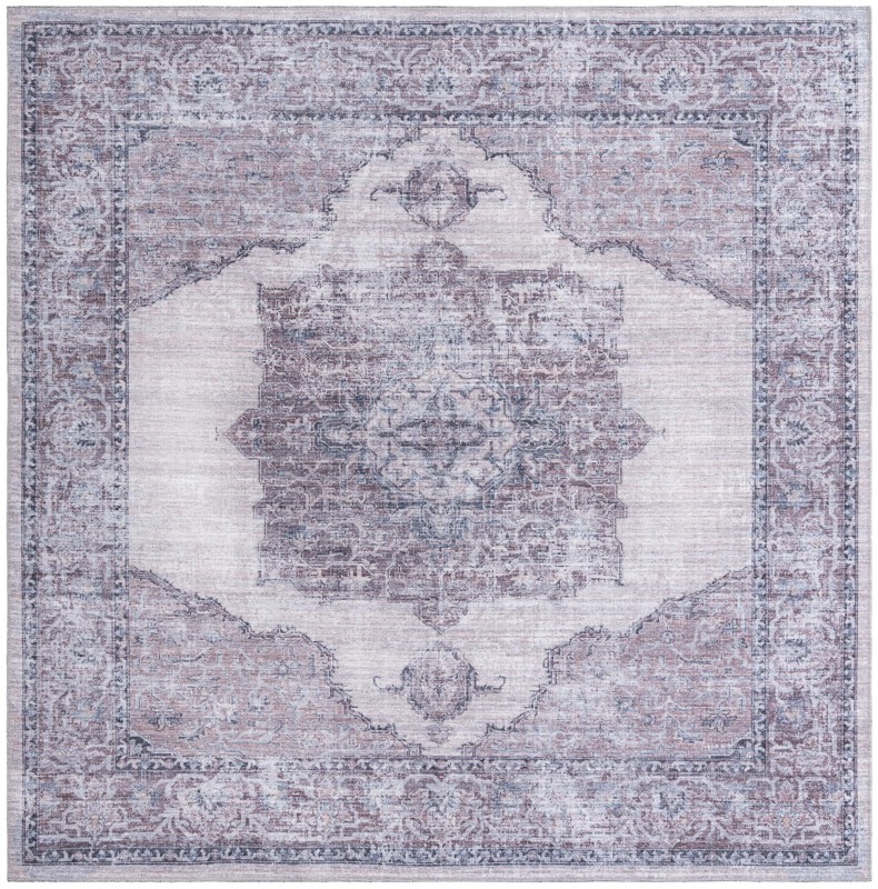7' 10 x 7' 10 Hazelle · Medallion Washable Rug, ivory and gray
