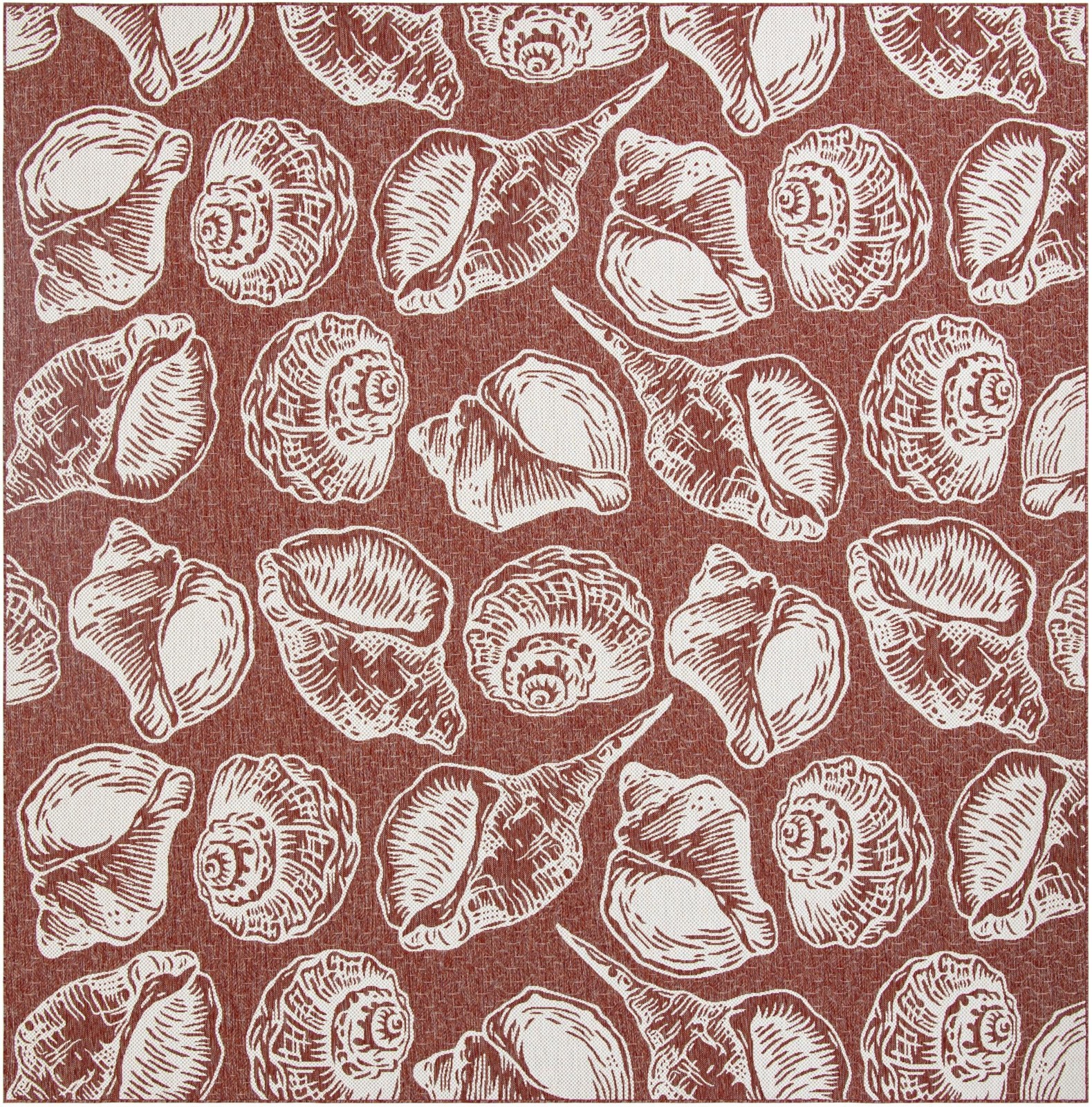 12' x 12' Arcata · Pictoral Outdoor Rug, rust red and ivory
