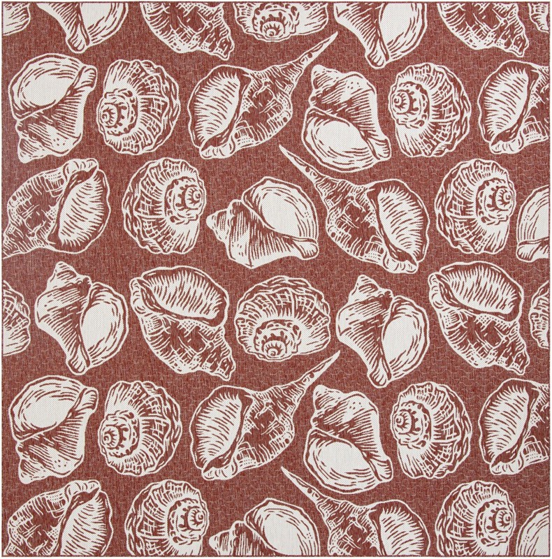 Arcata · Pictoral Outdoor Rug, rust red and ivory