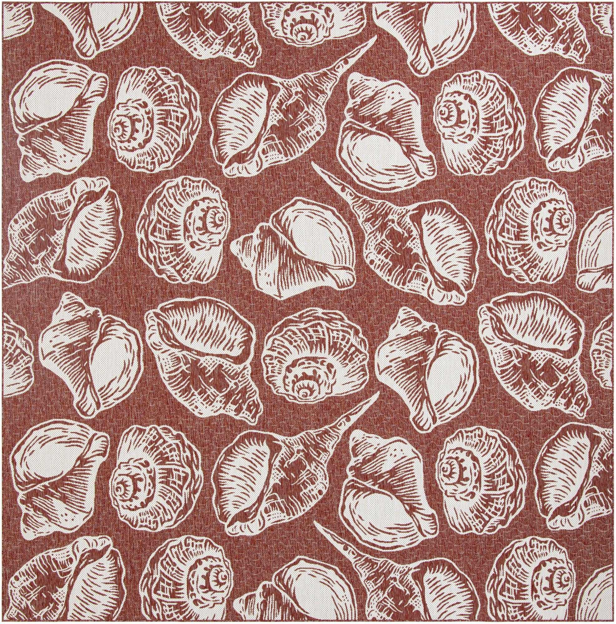 12' x 12' Arcata · Pictoral Outdoor Rug, rust red and ivory