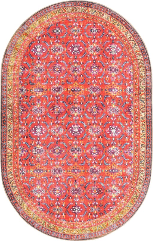 Carew · Border Washable Rug, red