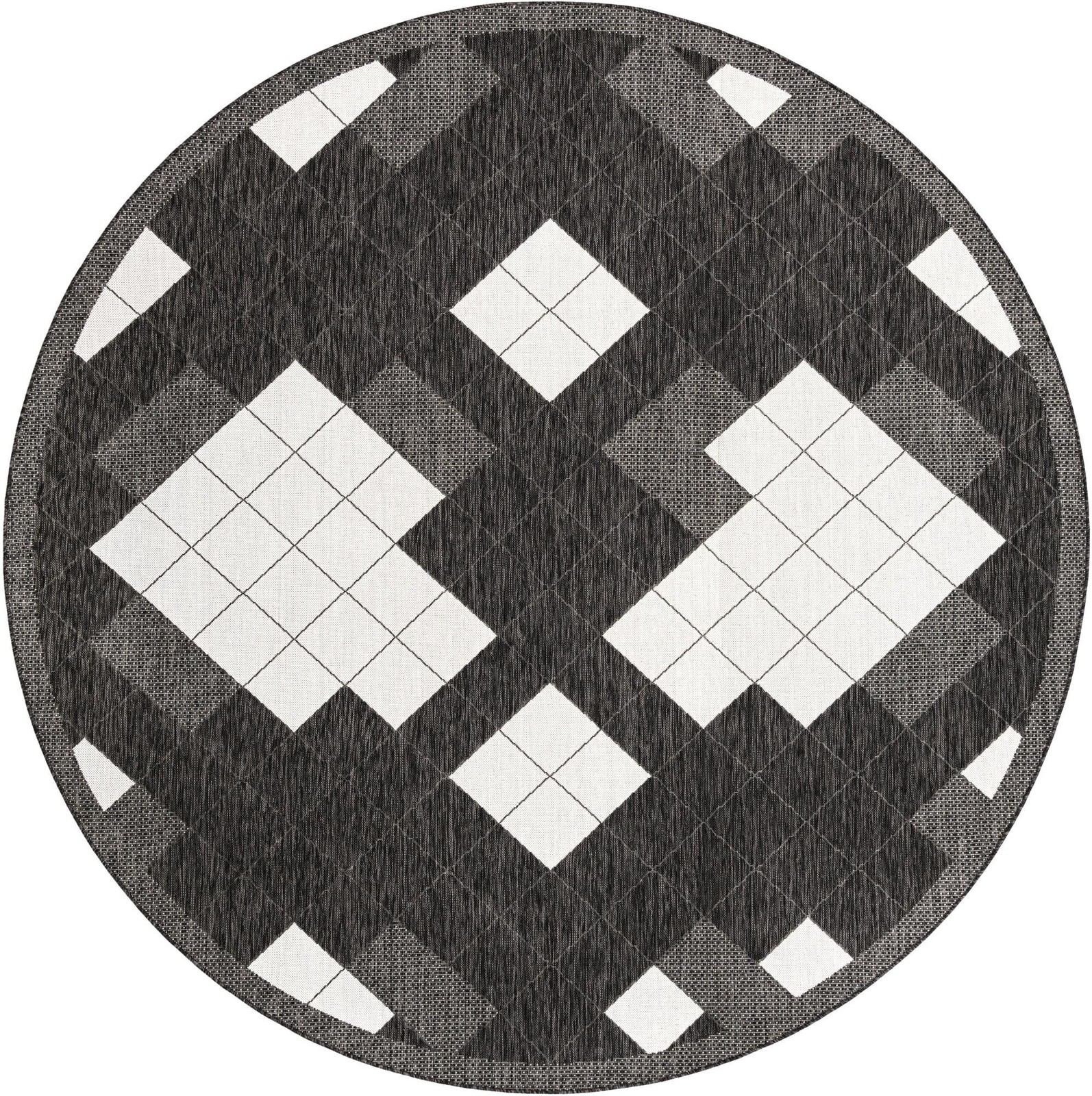 10' x 10' Keaton · Plaid Outdoor Rug, black and white