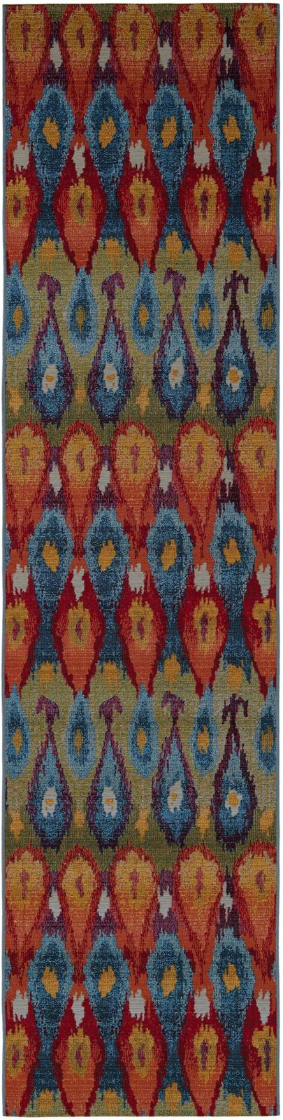 2' 7 x 11' Lomax · Ikat teardrop Outdoor Rug, multi