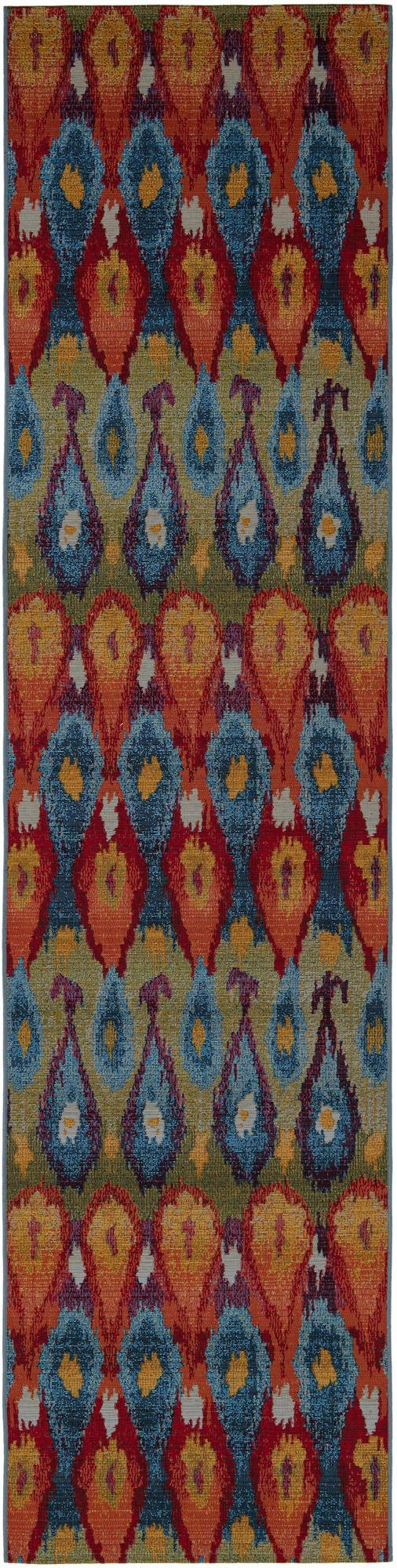 2' 7 x 11' Lomax · Ikat teardrop Outdoor Rug, multi