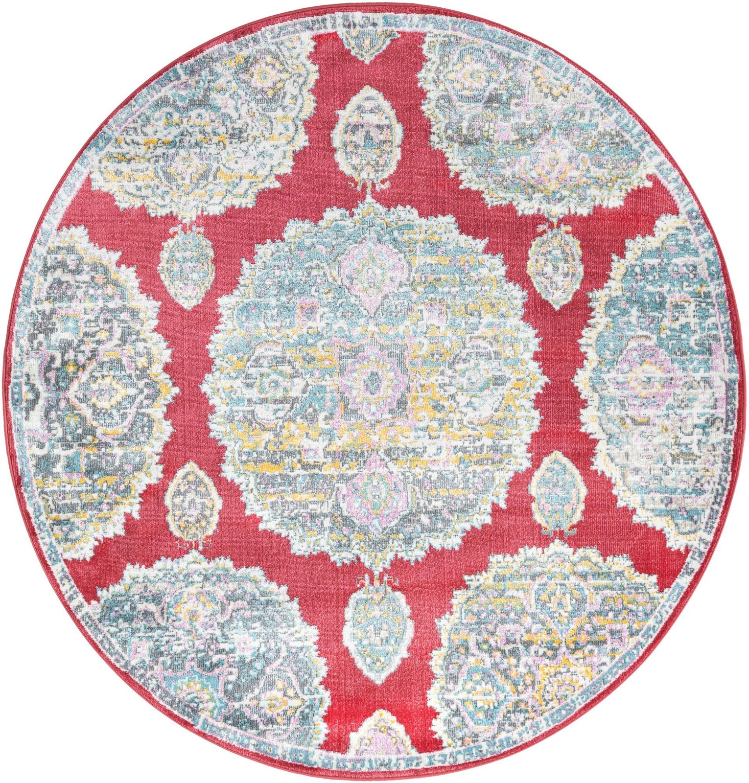 5' 5 x 5' 5 Mather · Border rug, red