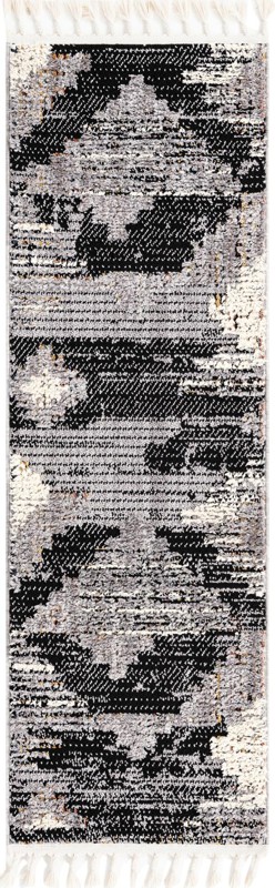 2' x 6' Ainsworth · Abstract rug, gray, black and ivory