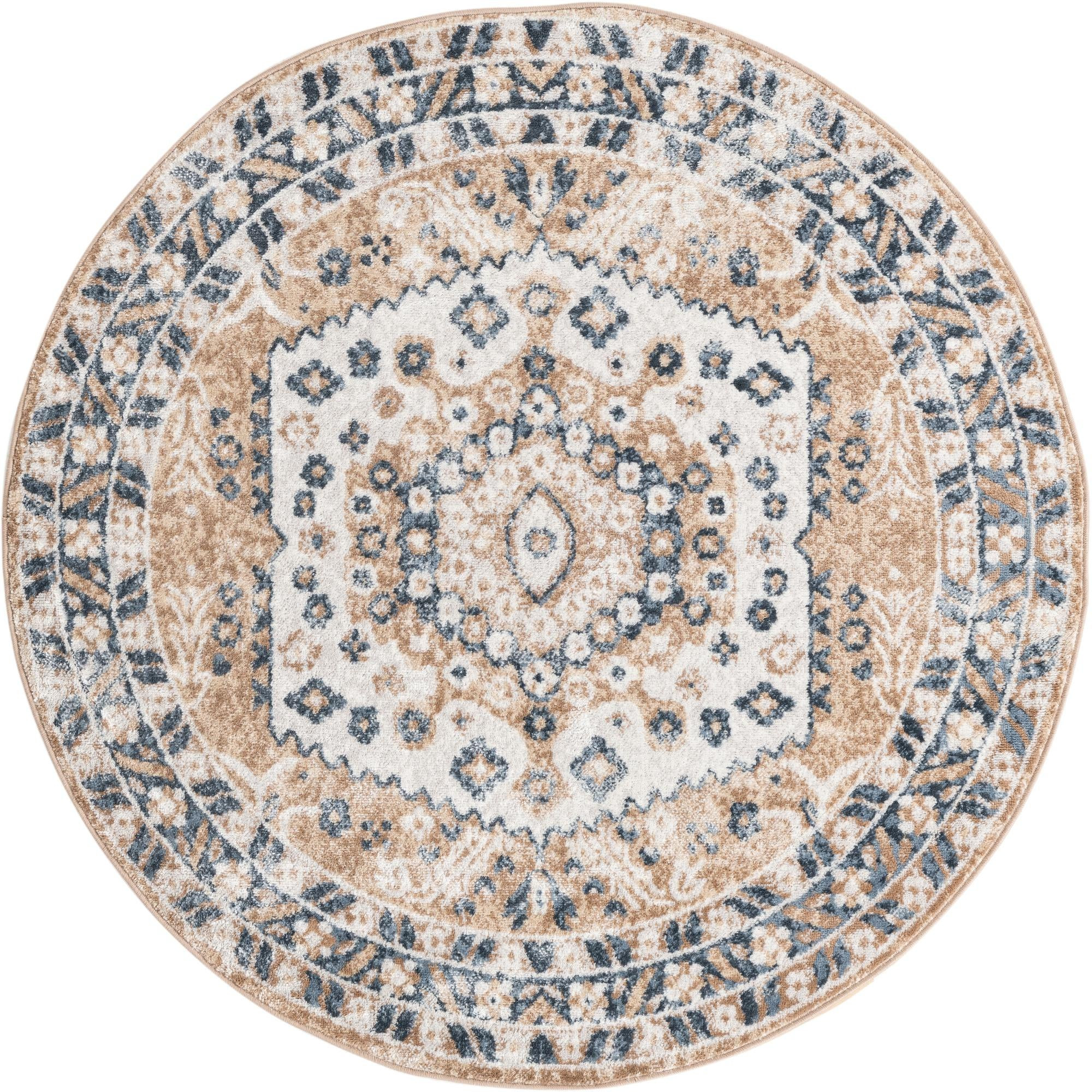 3' x 3' Swallow · Medallion rug, beige