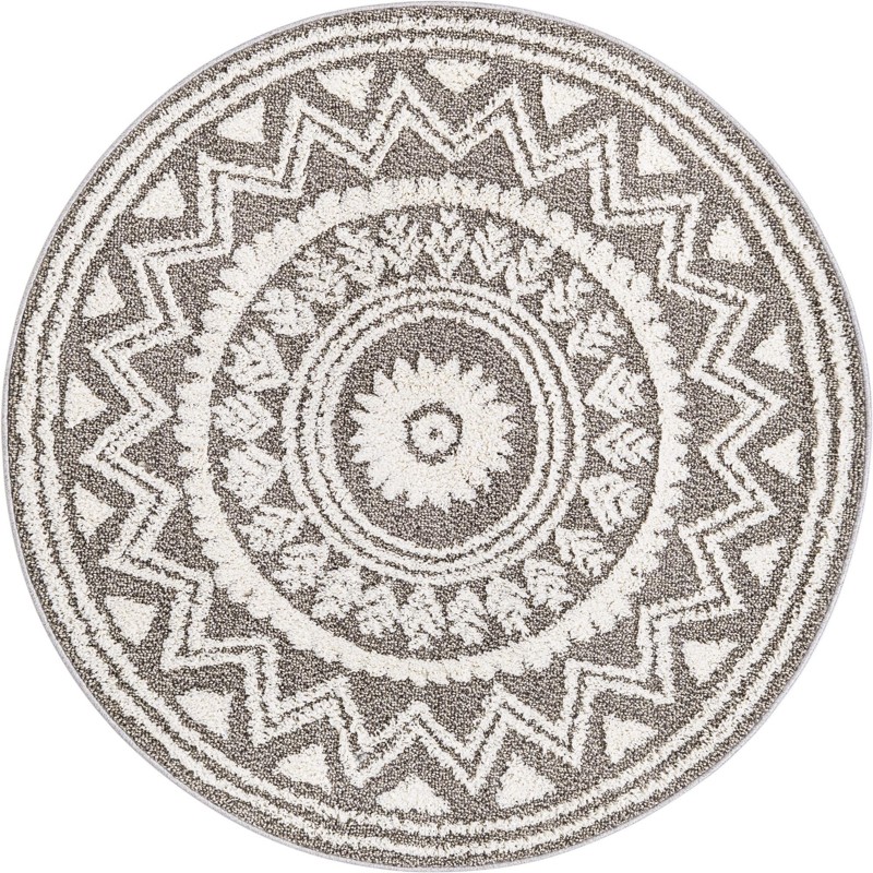 5' 3 x 5' 3 Carlin · Medallion rug, gray