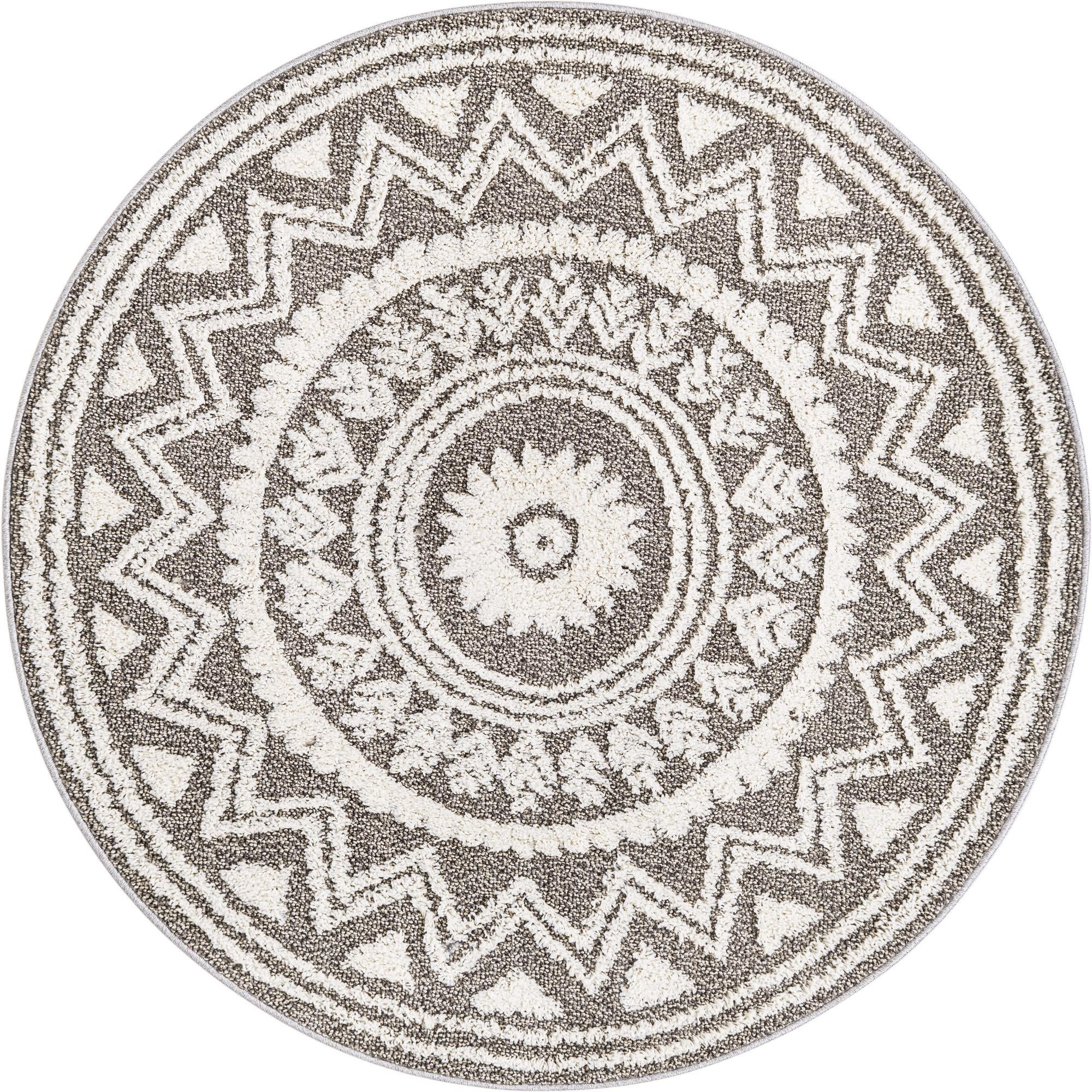 5' 3 x 5' 3 Carlin · Medallion rug, gray