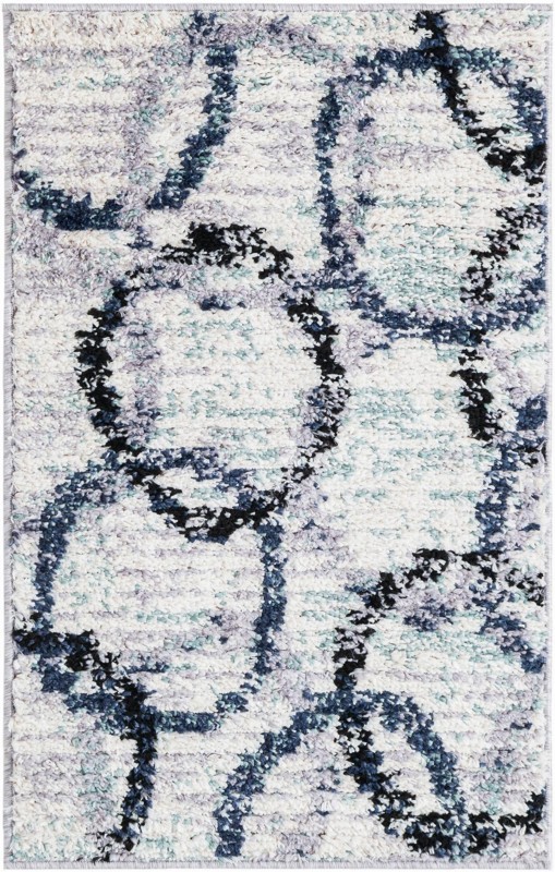 2' x 3' 1 Rayner · Abstract circles rug, ivory and blue