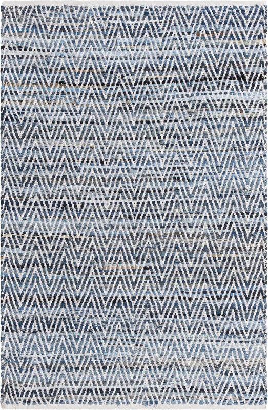 4' 1 x 6' 1 Hopkins · Chevron Chindi Rug, denim and ivory