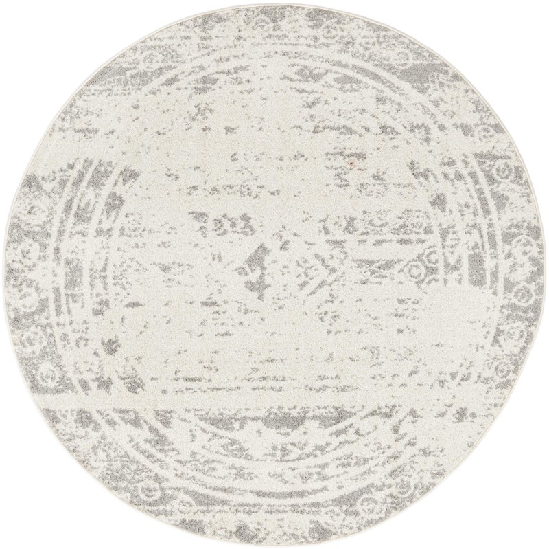 6' x 6' Underhill · Border rug, ivory and gray