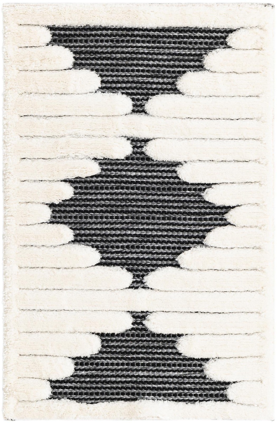 2' x 3' Hibbert · Geometric lines rug, gray and ivory