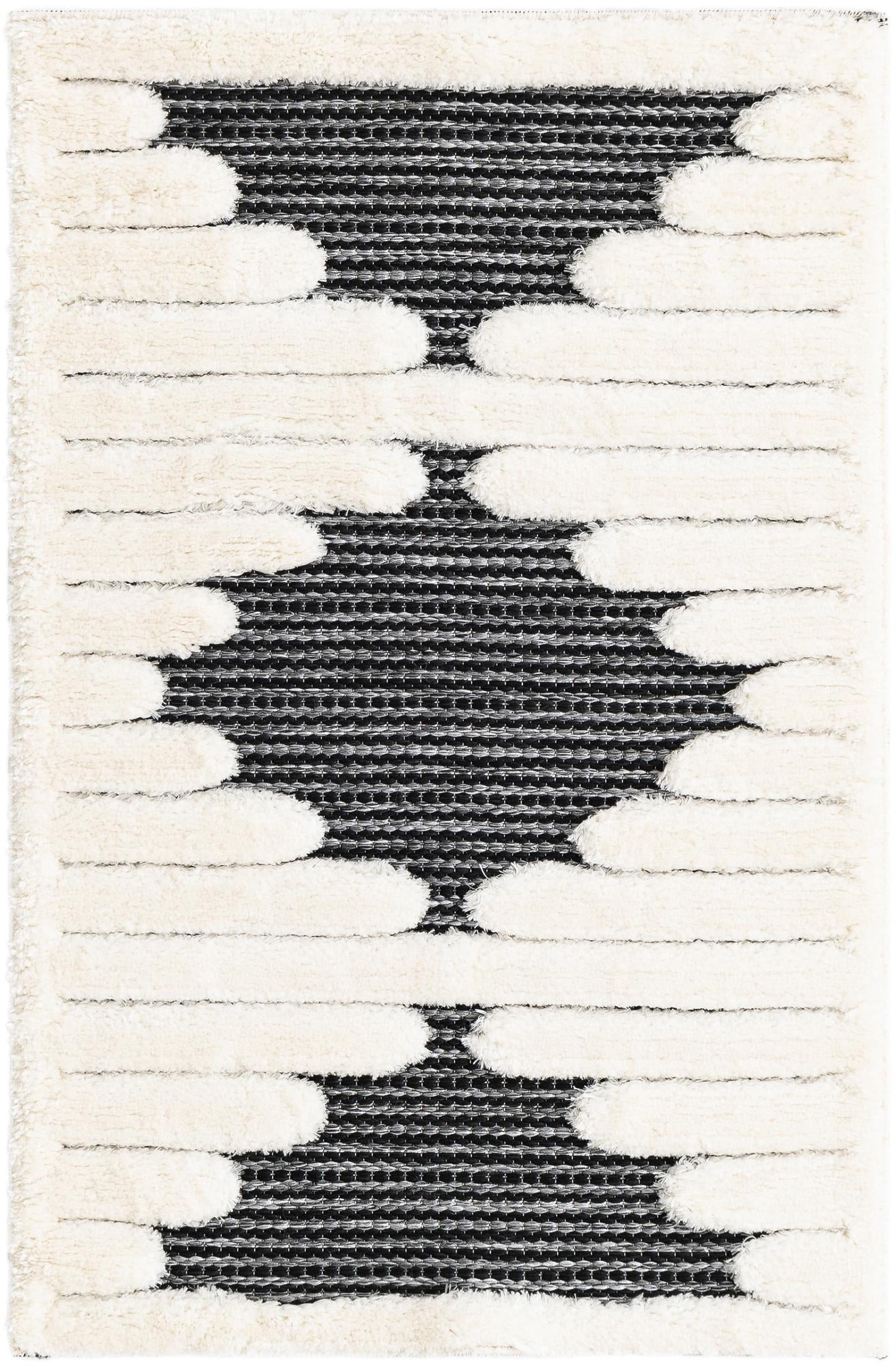 2' x 3' Hibbert · Geometric lines rug, gray and ivory