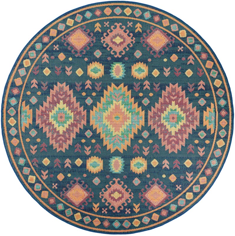 10' x 10' Phelps · Southwestern geometric Outdoor Rug, multicolor and navy