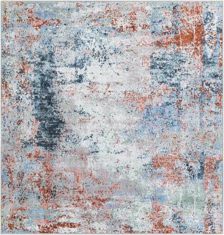 5' 3 x 5' 3 Cheney · Abstract Washable Rug, blue and rust