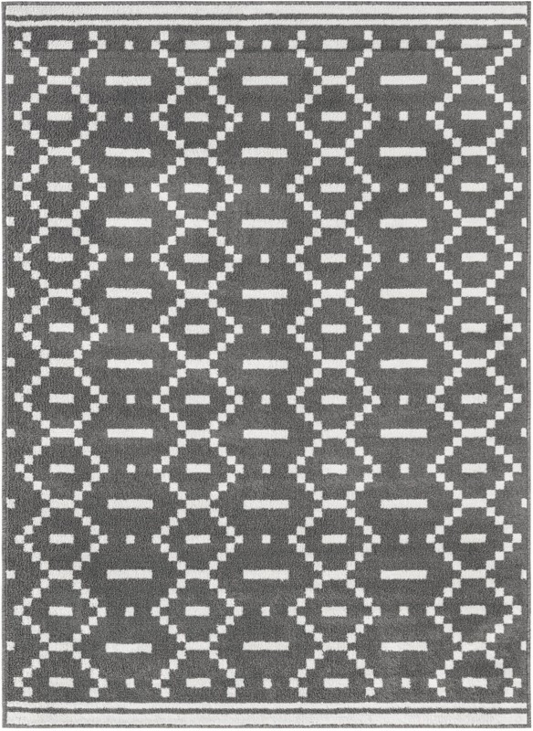 5' x 7' Rankin · Geometric rug, gray and ivory
