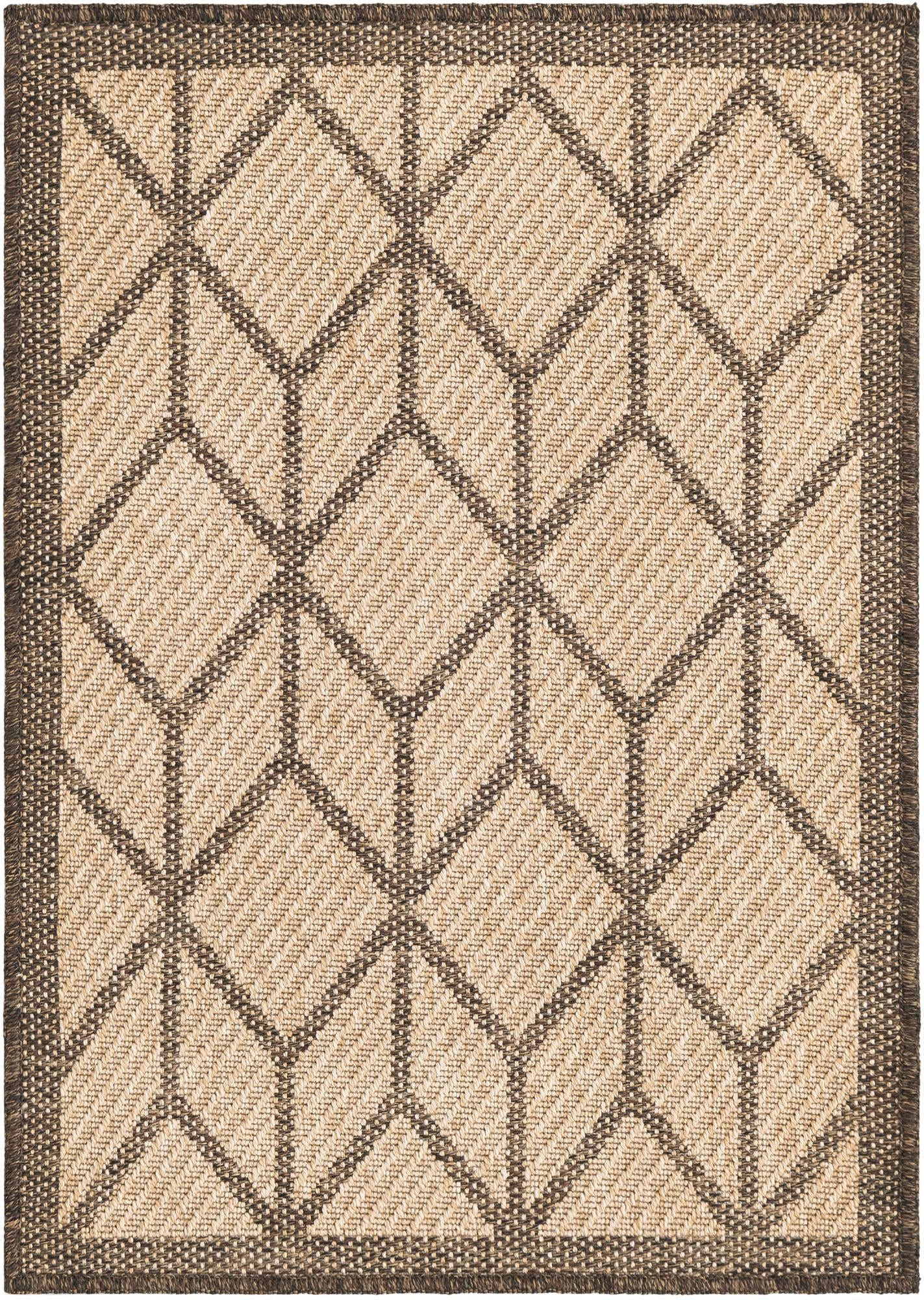 2' x 3' Ogden · Geometric diamond rug, natural and brown