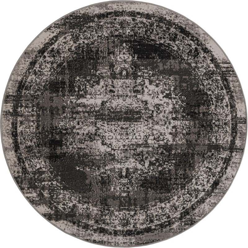 Eloise · Distressed medallion rug, gray and ivory