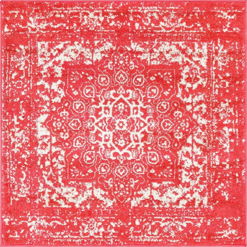 4' x 4' Birch · Border rug, pink
