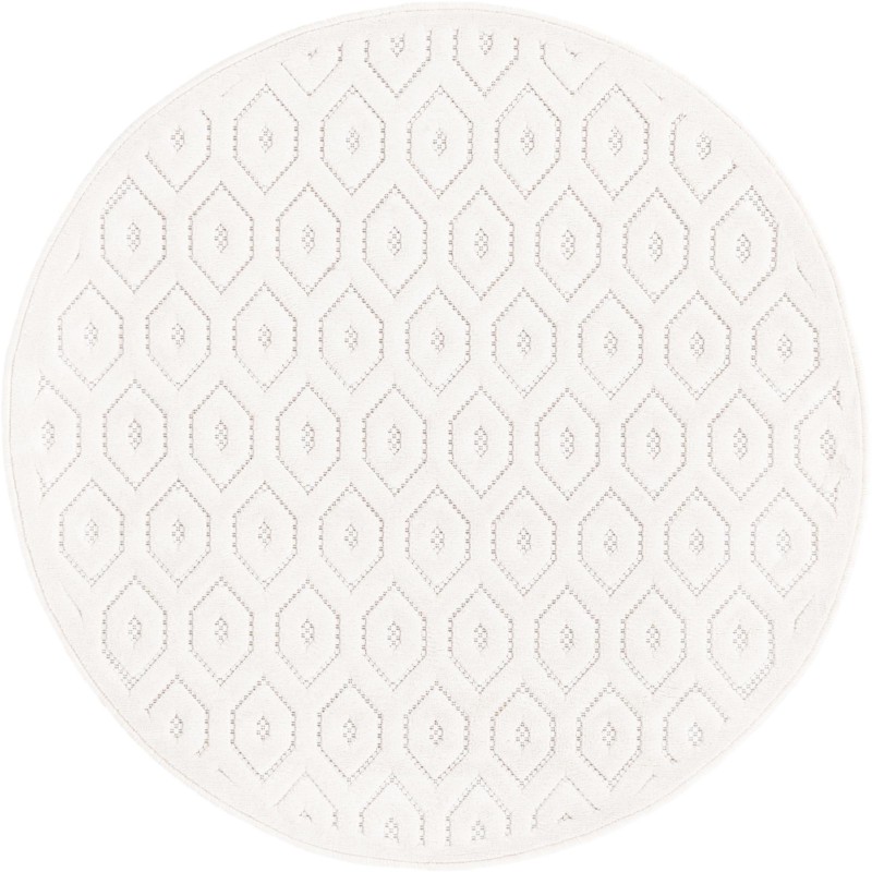 4' x 4' Roanoke · Geometric lattice Outdoor Rug, ivory