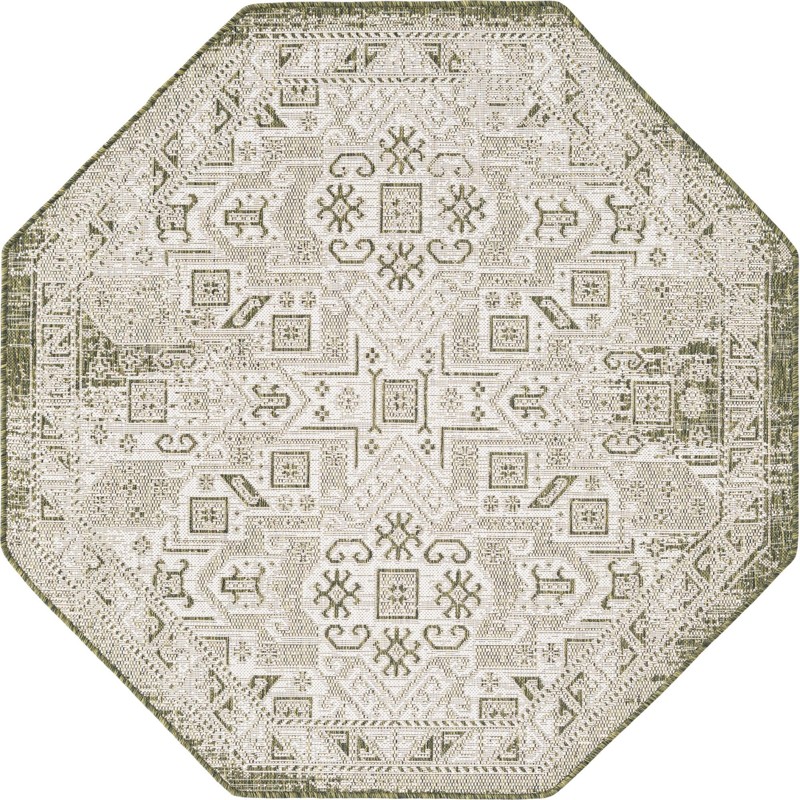 5' 3 x 5' 3 Estuary · Border Outdoor Rug, green