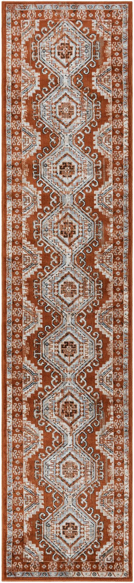 2' 7 x 12' Harmon · Border rug, terracota red