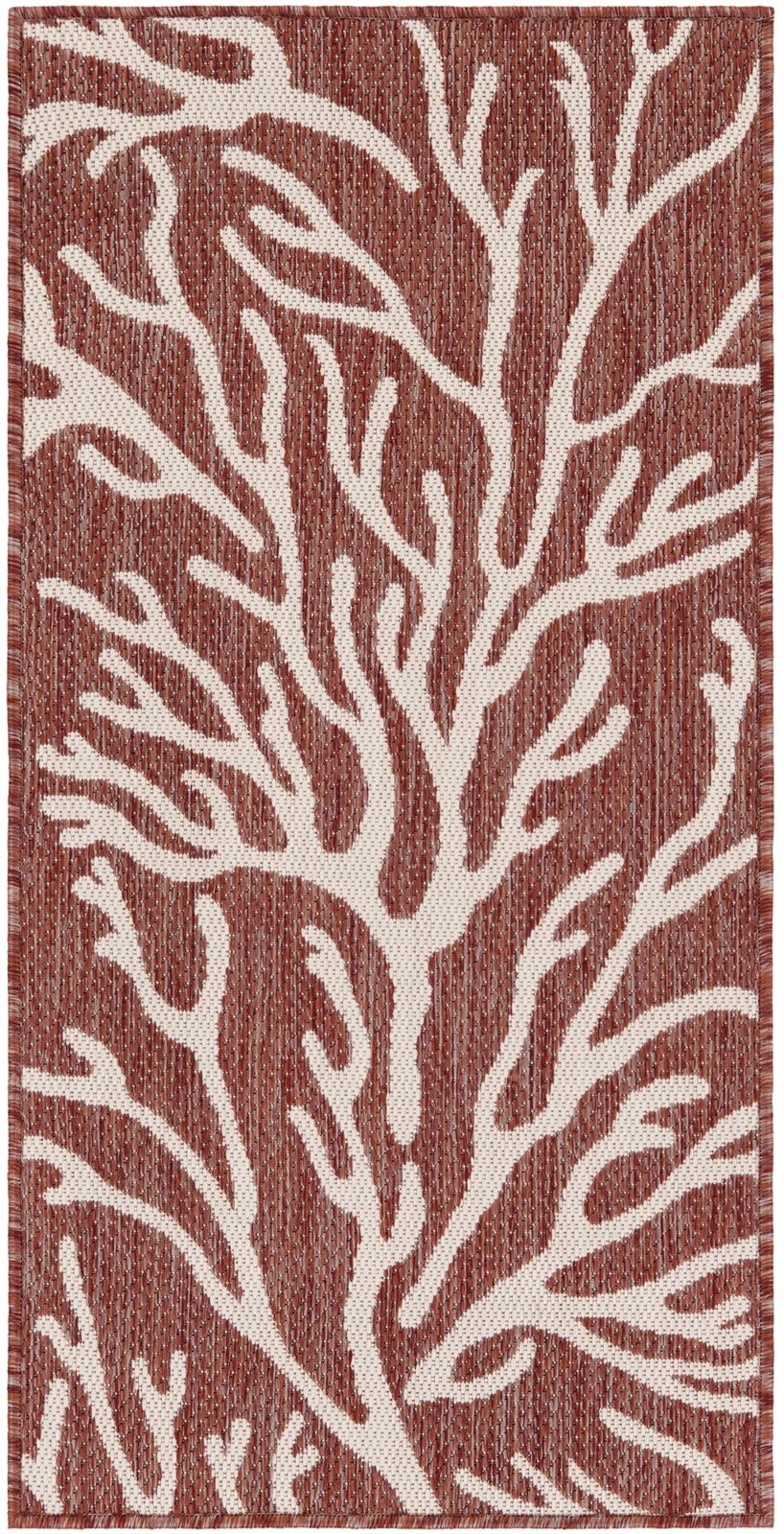 2' x 4' Northfield · Floral / botanical Outdoor Rug, rust red