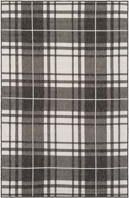 Maguire · Plaid Outdoor Rug, black and white