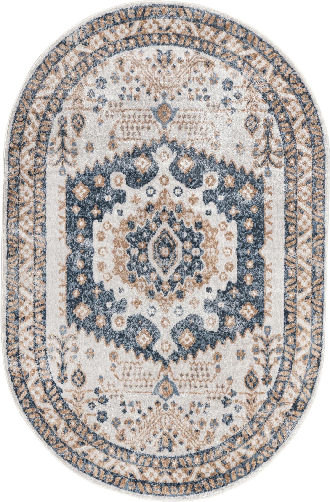 5' x 8' Swallow · Border rug, cream