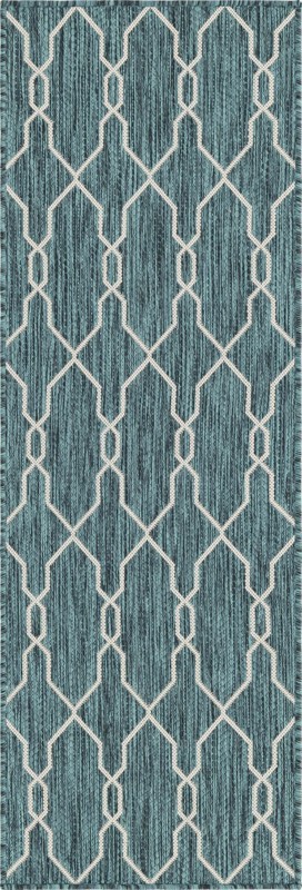 Bronson · Geometric Outdoor Rug, teal