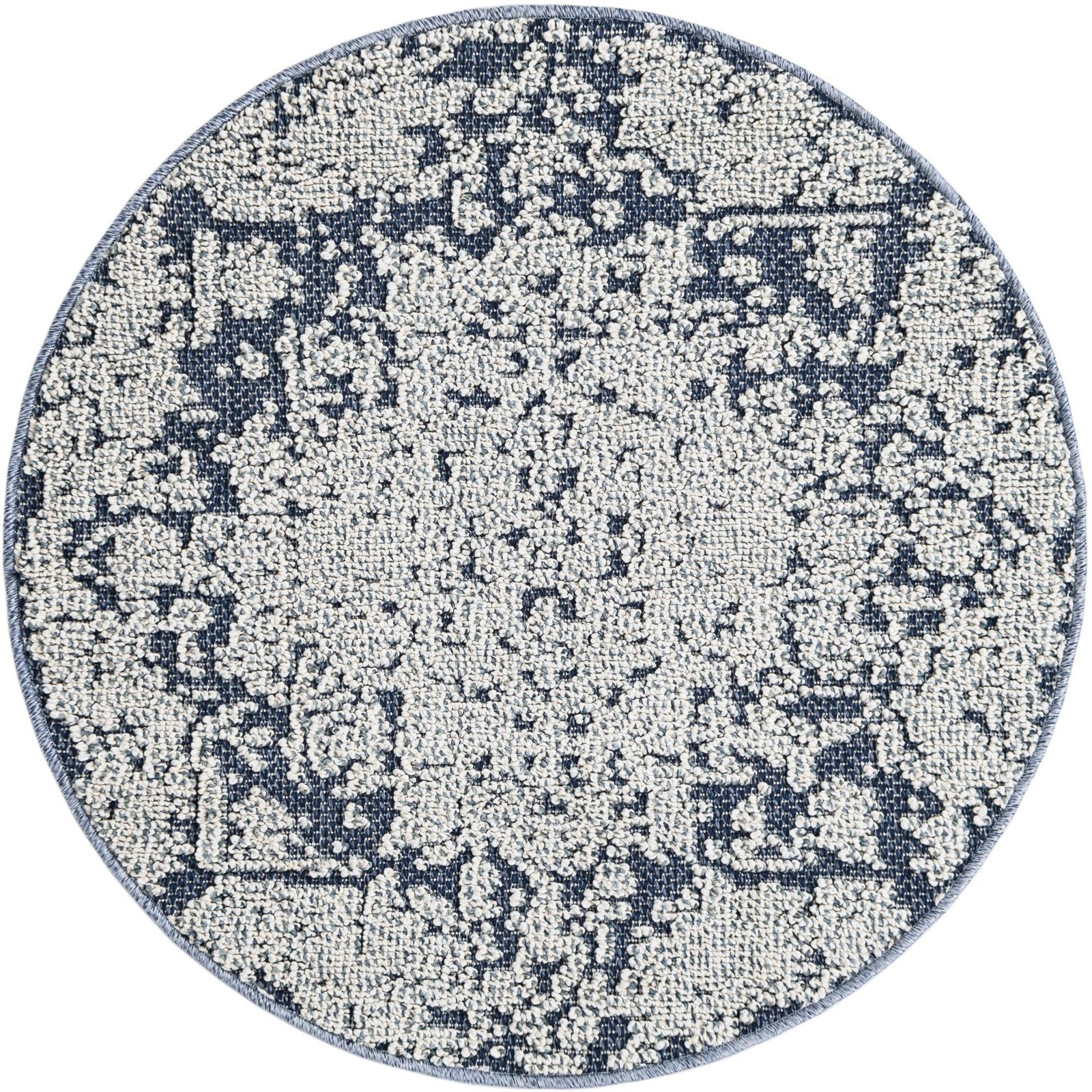 3' 1 x 3' 1 Cotter · Medallion Outdoor Rug, navy blue