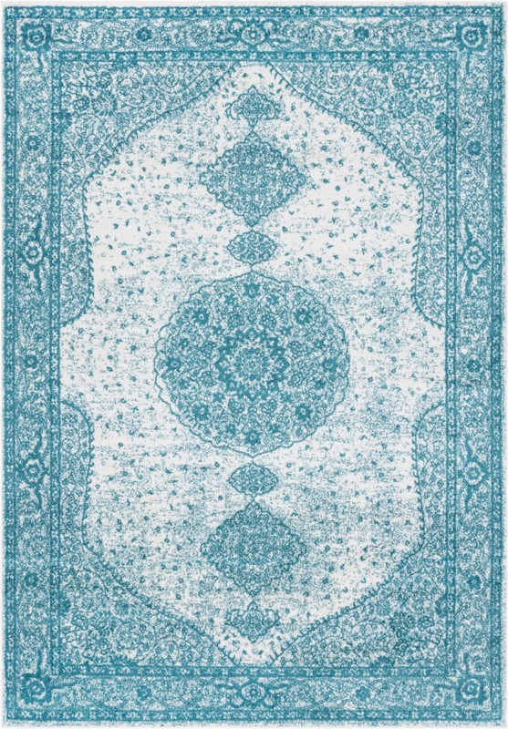 7' x 10' Eudora · Border rug, turquoise