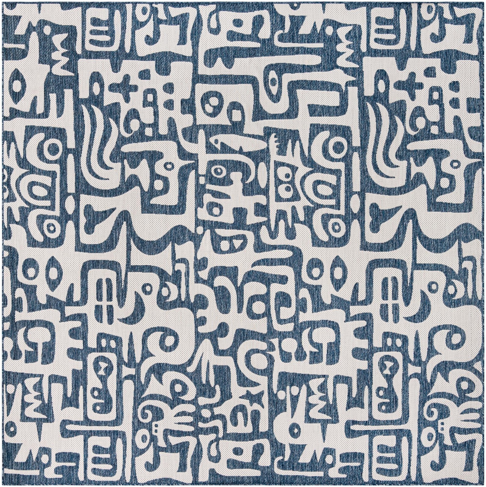 10' x 10' Hungerford · Abstract Outdoor Rug, blue and ivory