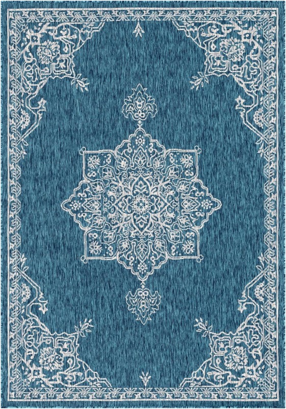 6' x 9' Rhys · Border Outdoor Rug, teal