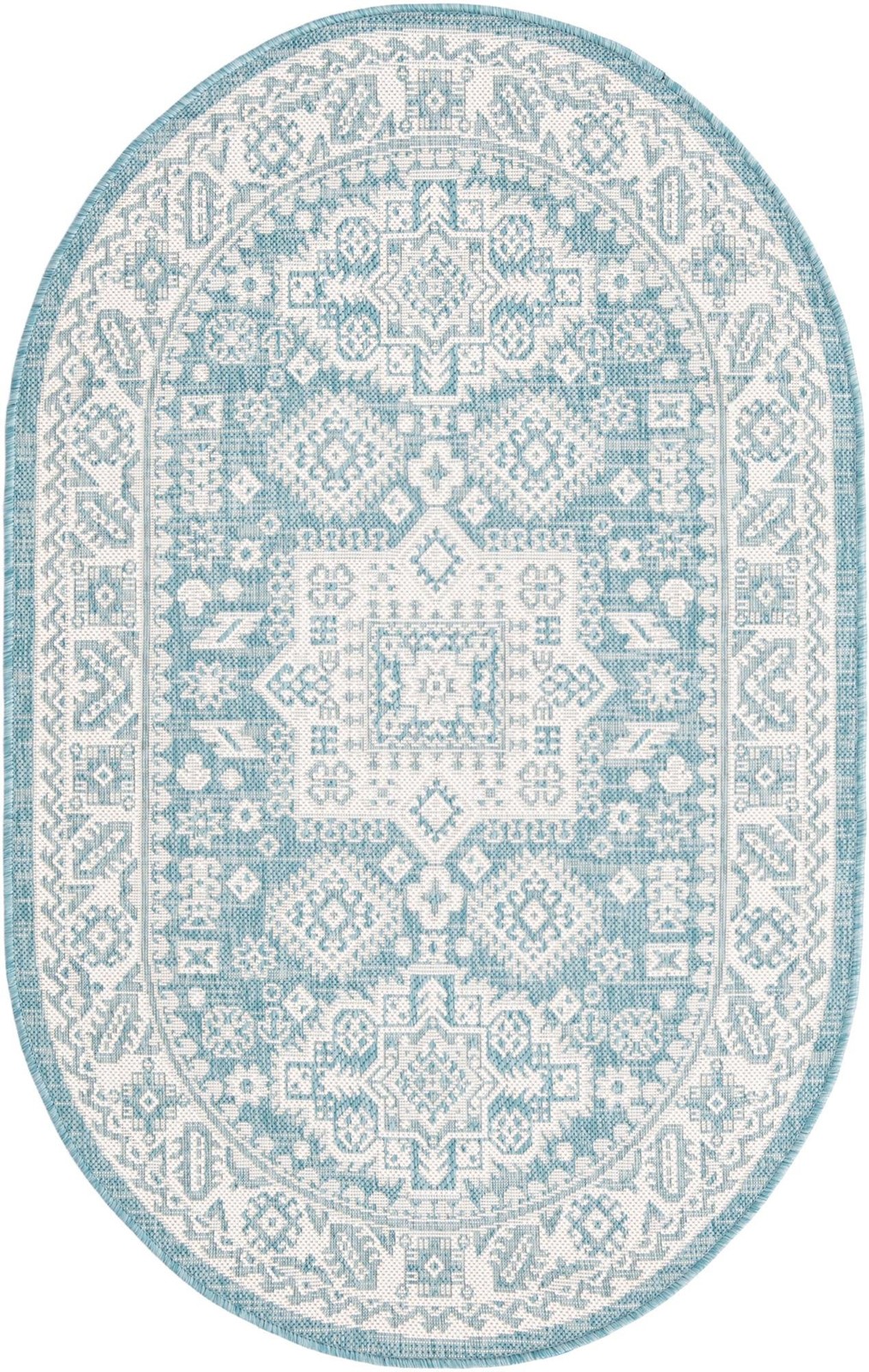 3' x 5' 3 Bellamy · Border Outdoor Rug, aqua