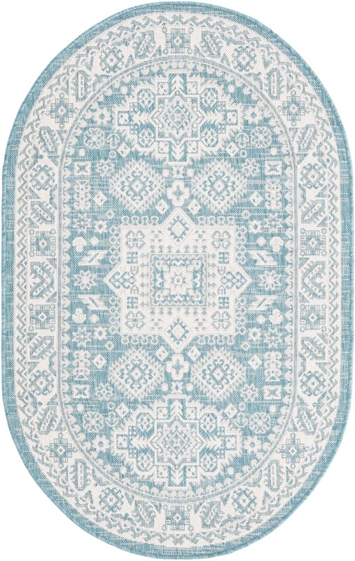 3' x 5' 3 Bellamy · Border Outdoor Rug, aqua