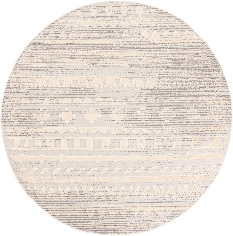 7' 10 x 7' 10 Nightingale · Tribal geometric rug, beige and gray