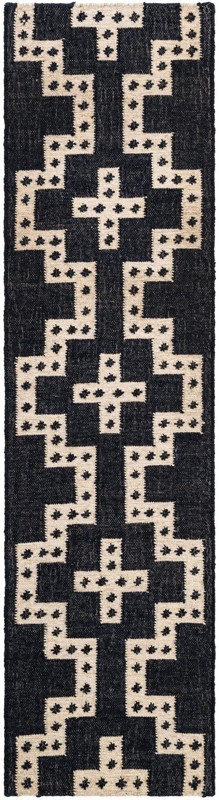 Earley · Geometric Wool Rug, navy and white