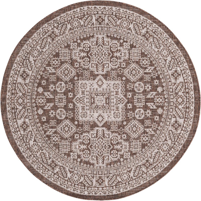 5' 3 x 5' 3 Bellamy · Border Outdoor Rug, brown