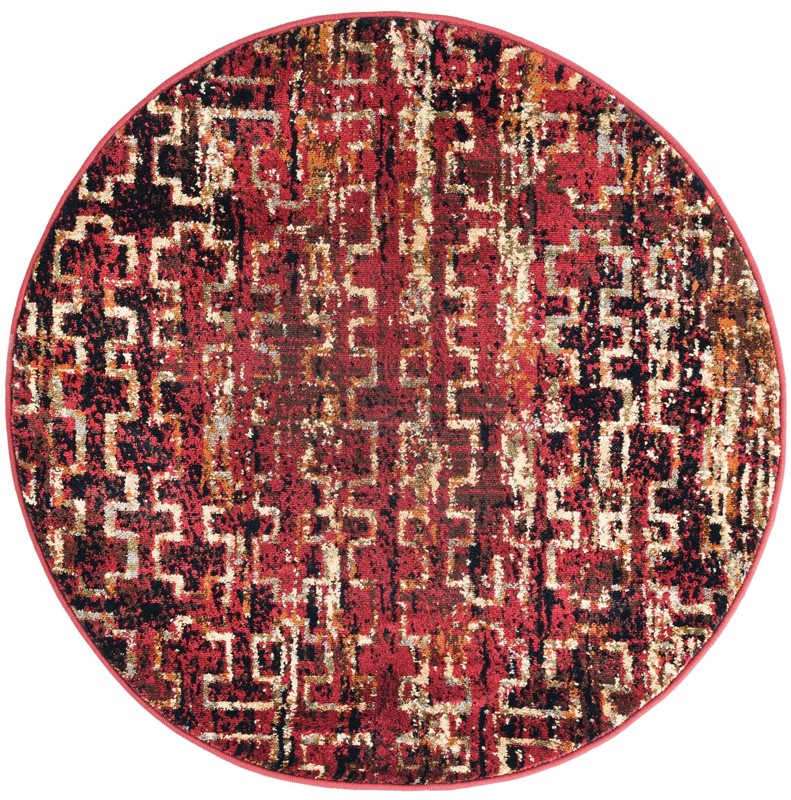 3' x 3' Phoebe · Abstract rug, burgundy