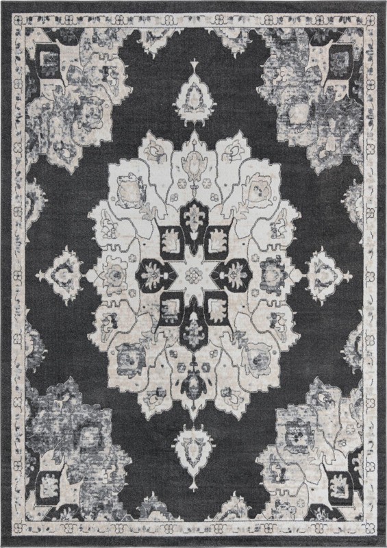 10' x 14' Nettle · Medallion rug, charcoal