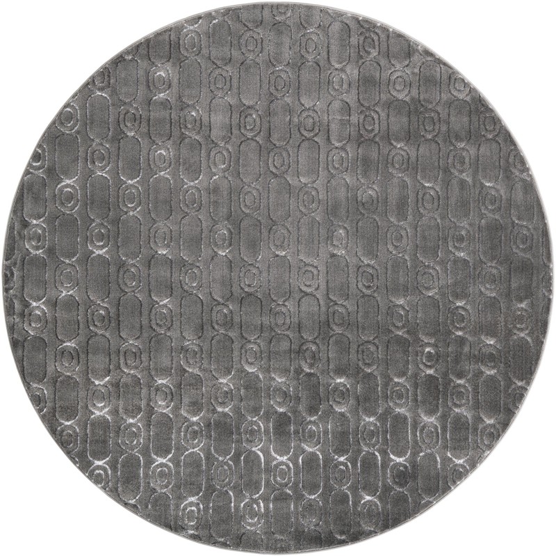 7' 10 x 7' 10 Renwick · Geometric lattice rug, gray and silver