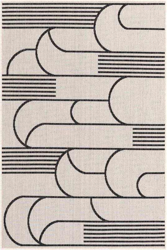 4' x 6' Prudence · Geometric Outdoor Rug, black and white