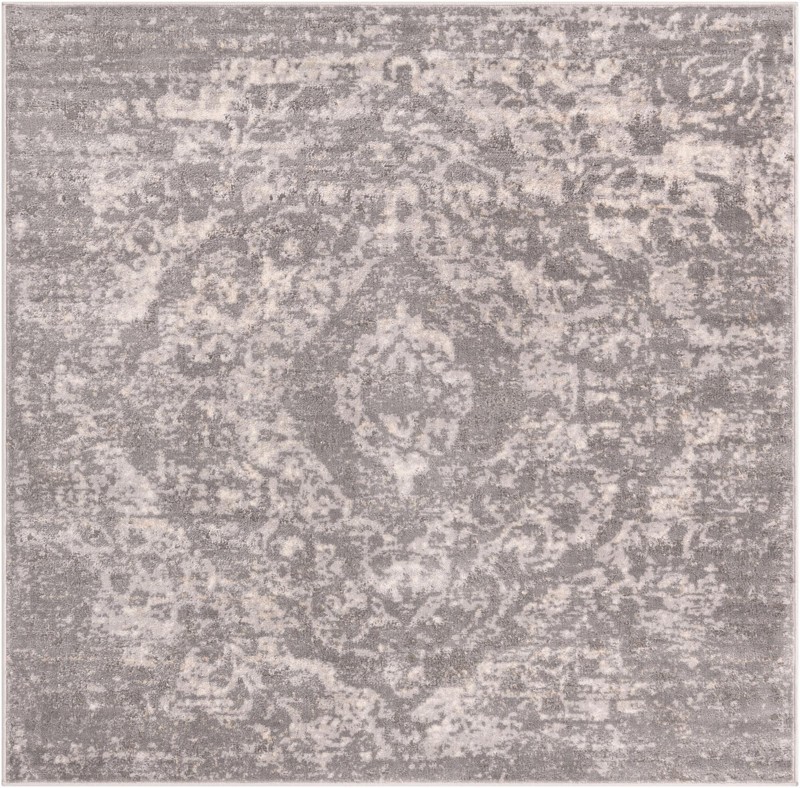 6' x 6' Priestley · Medallion rug, gray