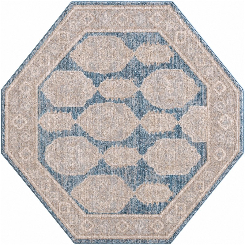 Pullman · Distressed medallion rug, blue and beige