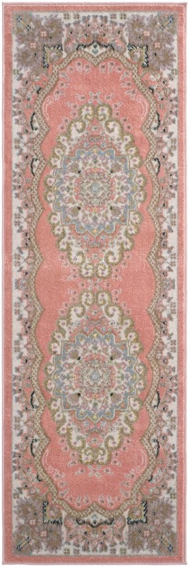 2' x 6' Candlelight · Border Washable Rug, rose pink