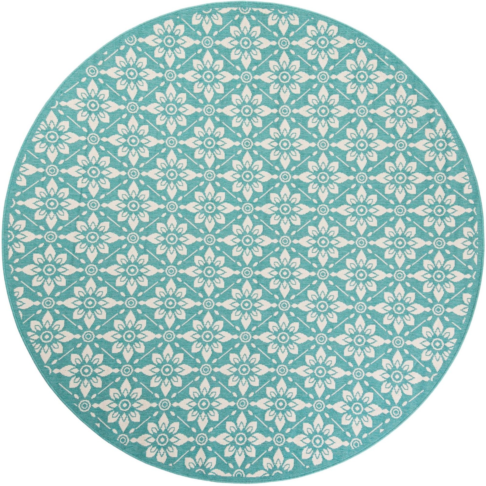 7' 10 x 7' 10 Selwyn · Floral / botanical Outdoor Rug, teal