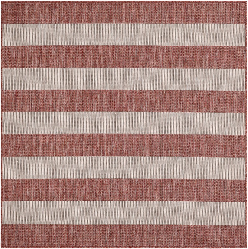 Dahlia · Striped Outdoor Rug, rustred